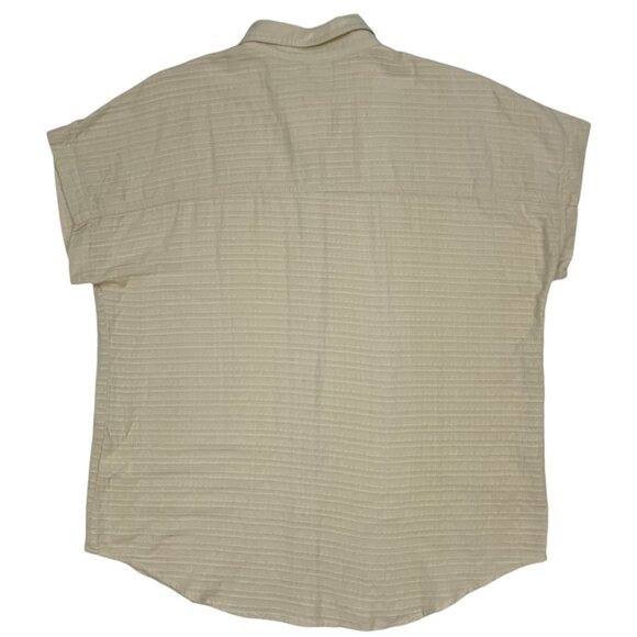 Marine Layer Dana Shirt M Parchment Cream Cap Sleeve Button Front Boxy - Picture 11 of 12